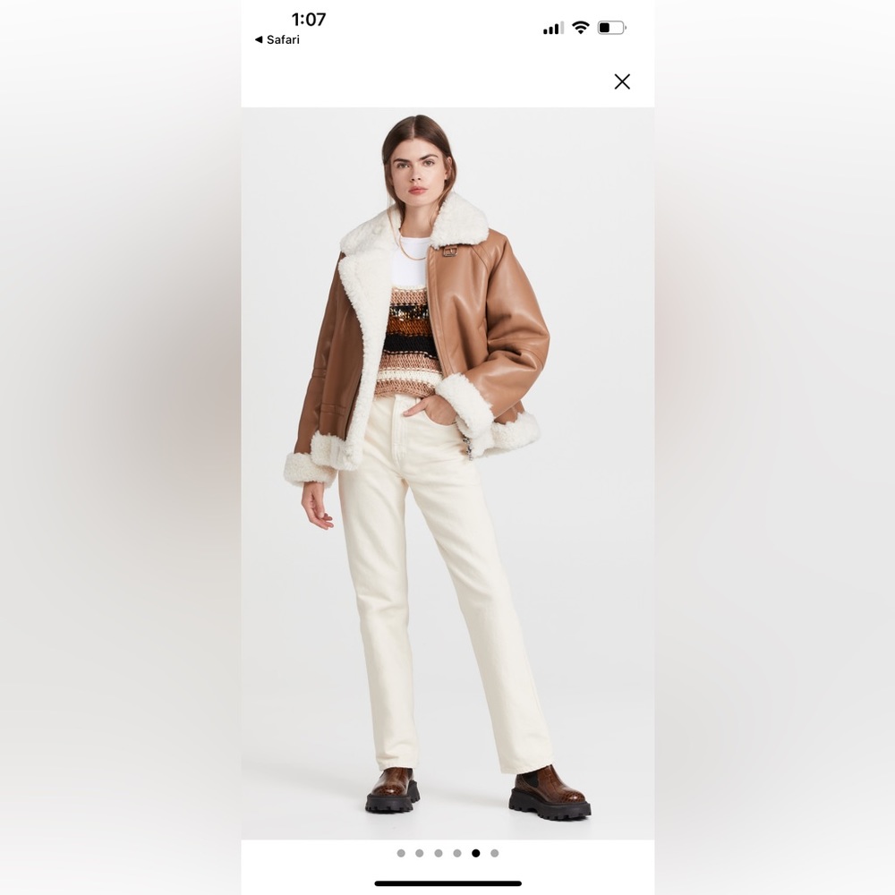 Stand Studio Rind Vegan Leather Jacket in Caramel (M)